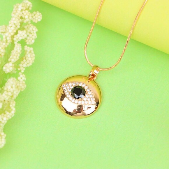 "Round Evil Eye Rose Gold Pendant with Black Center, XPPT1299 - Picture 11 of 12